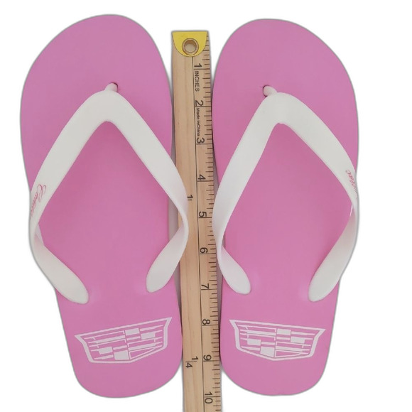 NEW Women's Cadillac Pink Flip Flops with White Straps Size 9.5 - Picture 3 of 3
